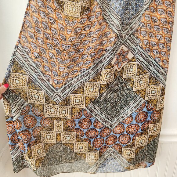 Poetry Maxi Skirt Artsy Elastic Pull-On Waist Geometric Printed Women's L - Picture 5 of 9